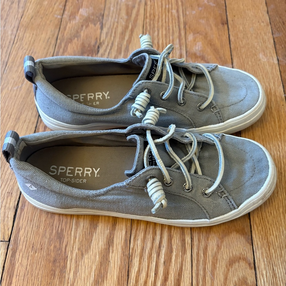 Sperry Gray Canvas Sneakers with White Accents